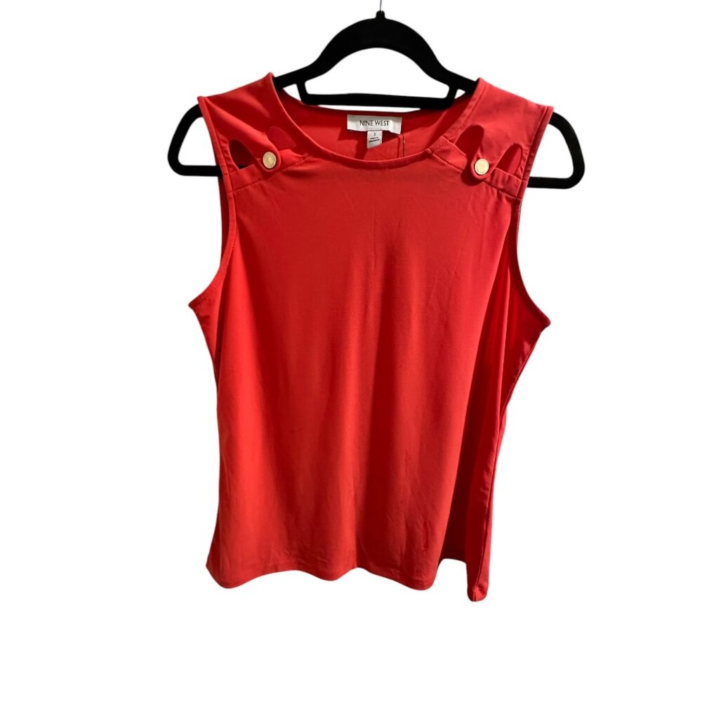 👗 2/$30 👗  New Nine West Womens Sleeveless Red Top With Button Details Size S